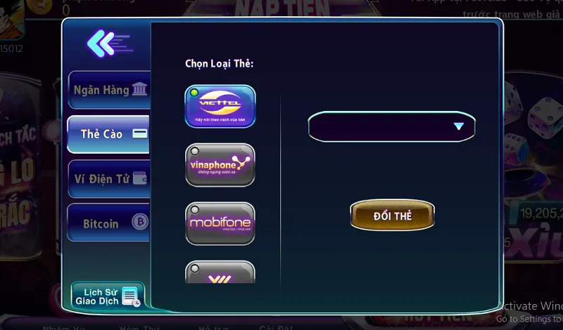 Rút tiền 789Club thông qua thẻ cào