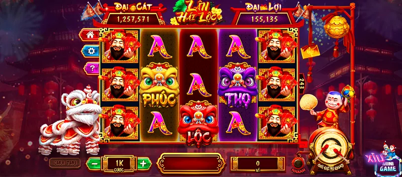 Có nhiều biểu tượng với giá trị thưởng giá trị trong Lân Hái Lộc