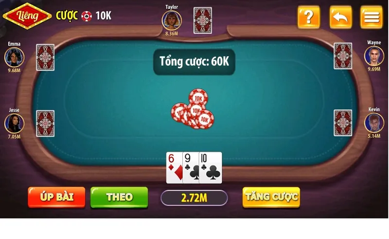 Anh em cần nắm rõ các lựa chọn khi chơi bài Liêng