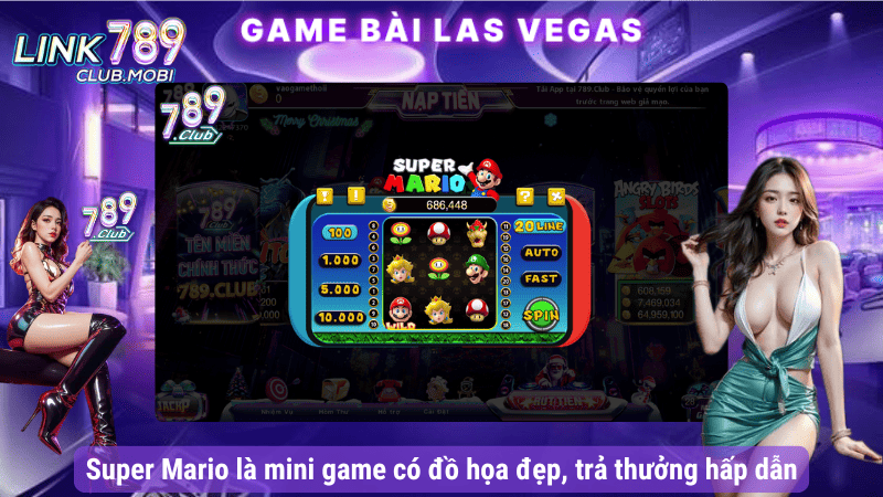 Super Mario là mini game có đồ họa đẹp, trả thưởng hấp dẫn