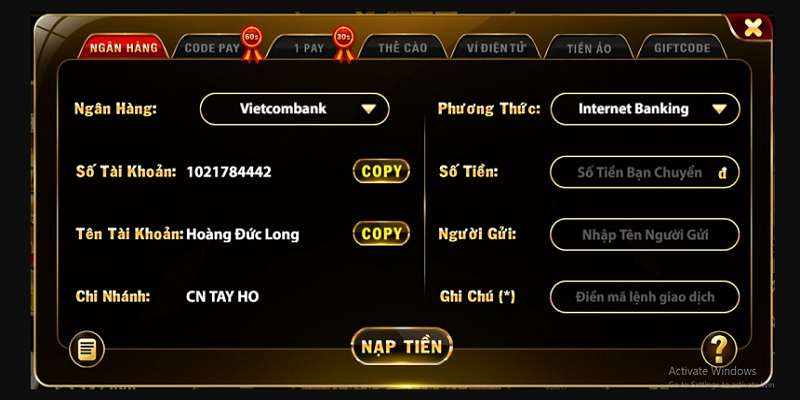 Quy trình thực hiện nạp tiền FA88 dễ dàng