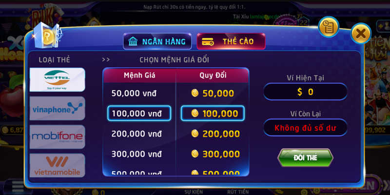 Cách rút tiền Rikvip thông qua thẻ cào